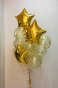 Фонтан из прозрачных шаров с конфетти "Золотое счастье"