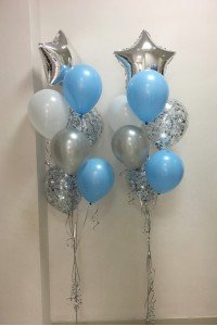 2 фонтана из шаров "Серебряно-голубой"